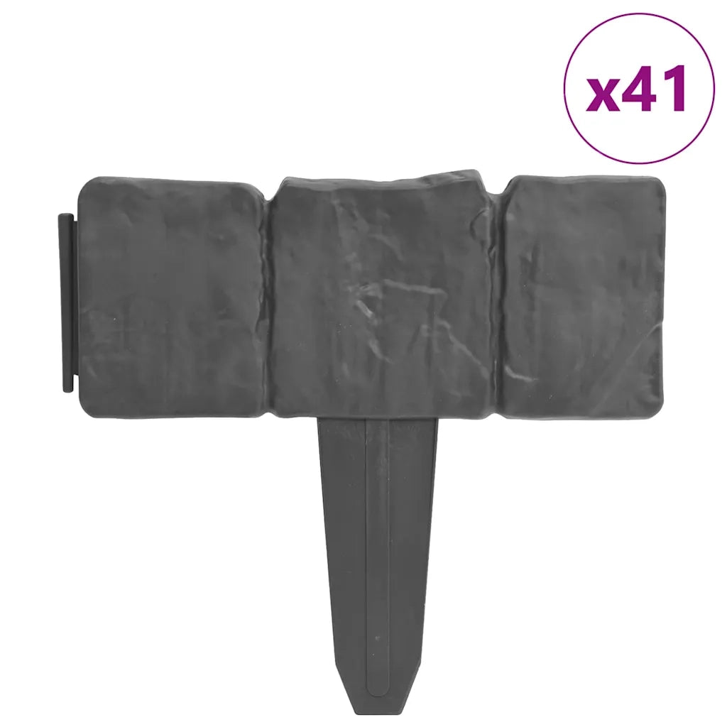 Recinzione Giardino/Prato in Plastica 41 pz Aspetto Pietra 10 m 40917