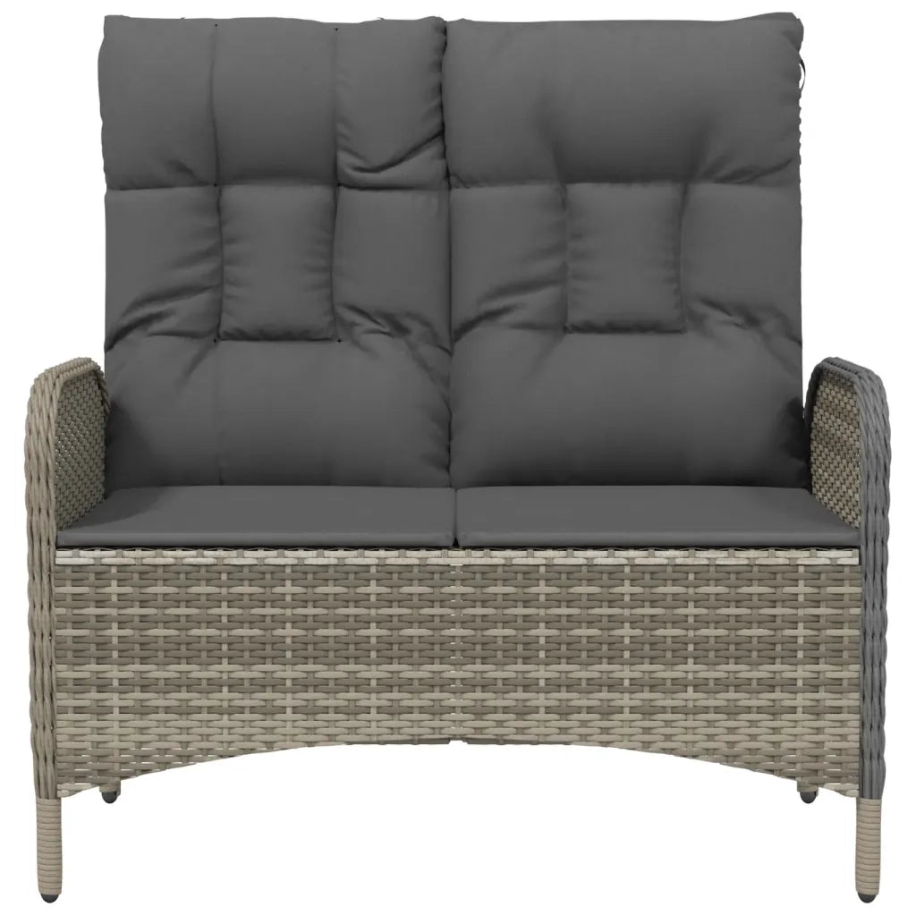 Panchina Reclinabile da Giardino | Panca da Giardino Cuscini 107 cm Polyrattan Grigia