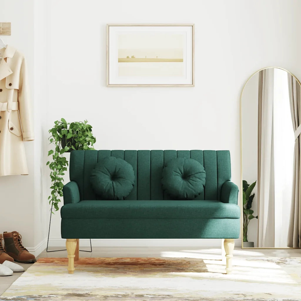 Panca con Cuscini-Sgabello-Divano Verde Scuro 113x64,5x75,5 cm in Tessuto