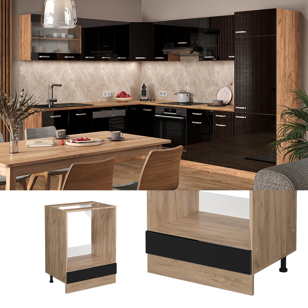 Vicco Mobile per forno da incasso Nero lucido 60 cm senza piano di lavoro