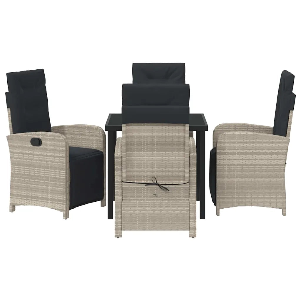 Set da Pranzo per Giardino 5 pcs Grigio chiaro polyrattan