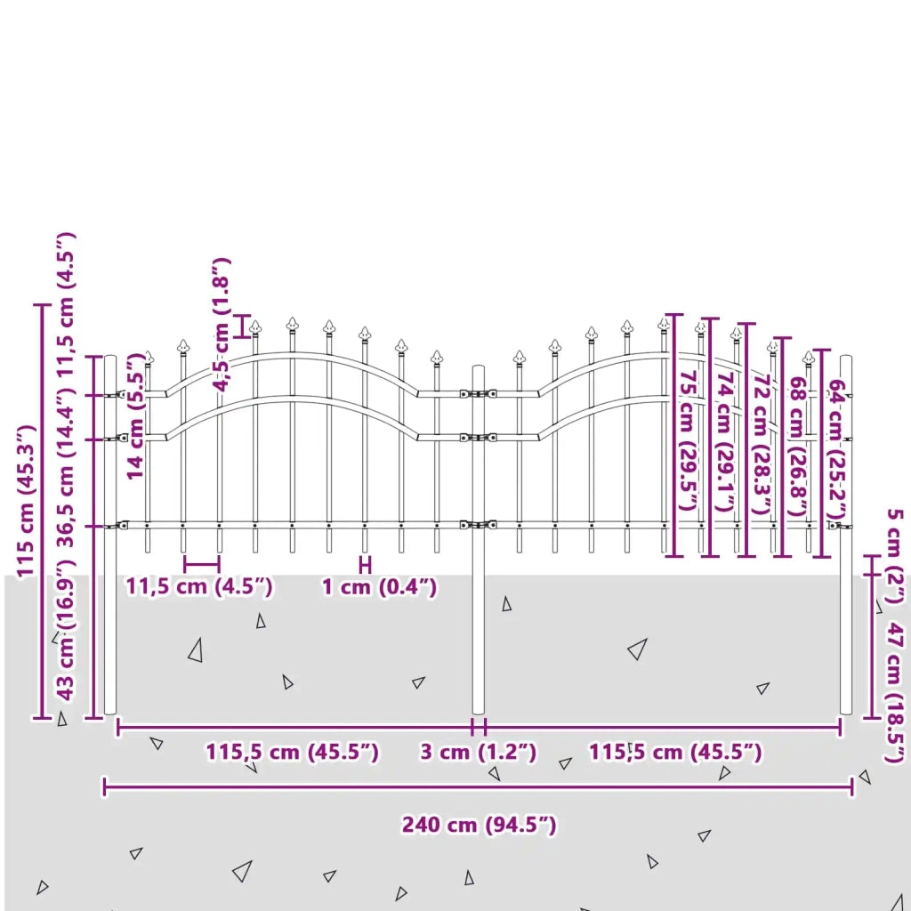 Recinzione per Giardino Woerden Grigio 240 x 115 cm 42003958