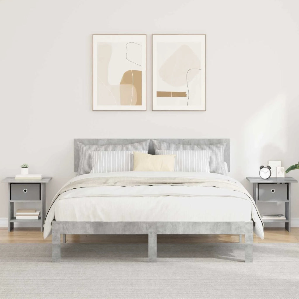 Set di 2 Comodini | Armadio da Notte | Mobiletto da notte Grigio cemento 41 x 40 x 45 cm Legno multistrato