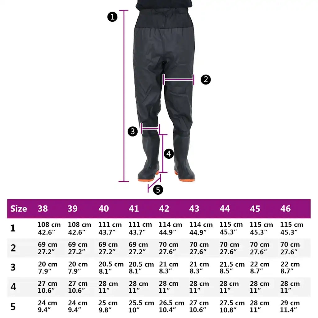 Wader da Pesca alla Vita con Stivali Nero Taglia 38 4017017