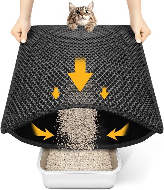 Matrice a doppia lastra a struttura di api, mat per gatto, impermeabile, doppia lastra, matrice a struttura di api, matrice di uscita, placemat per gatti, accessori per gatto, raccoglitore di gesso per gatto (40 x 50 cm)