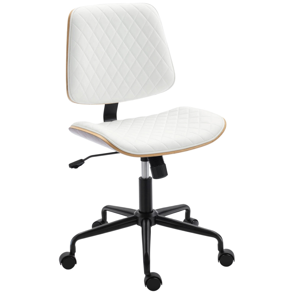 Sedia da Ufficio Giratoria Senza Braccioli ¨C Zephmum ¨C Schienale Curvo Seduta a U Altezza Regolabile Basculante Bianco