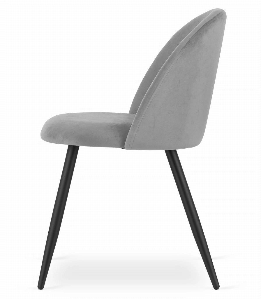 Sedia Valora BELLO in velluto grigio chiaro, design moderno x4