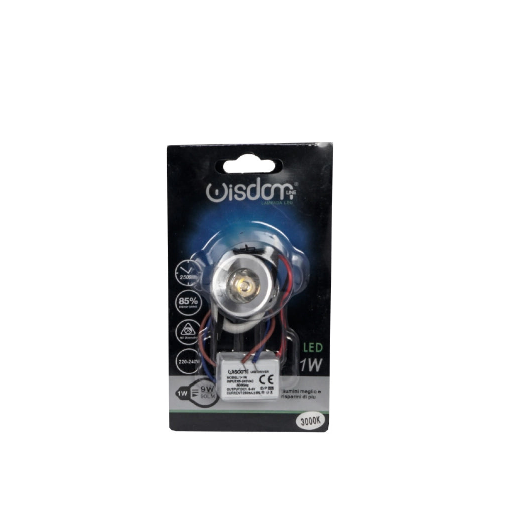 Punto luce led da incasso 1w tondo 6000k luce fredda