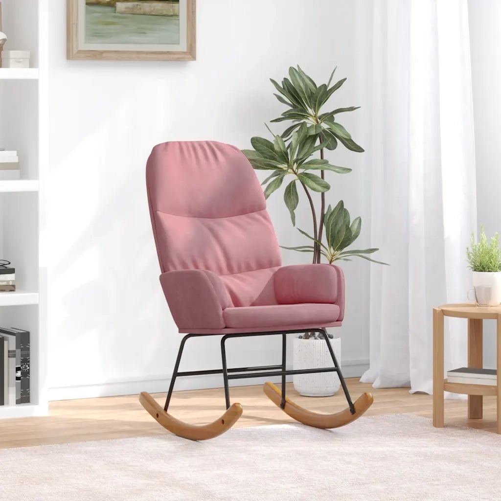 Sedia a Dondolo Rosa in Velluto