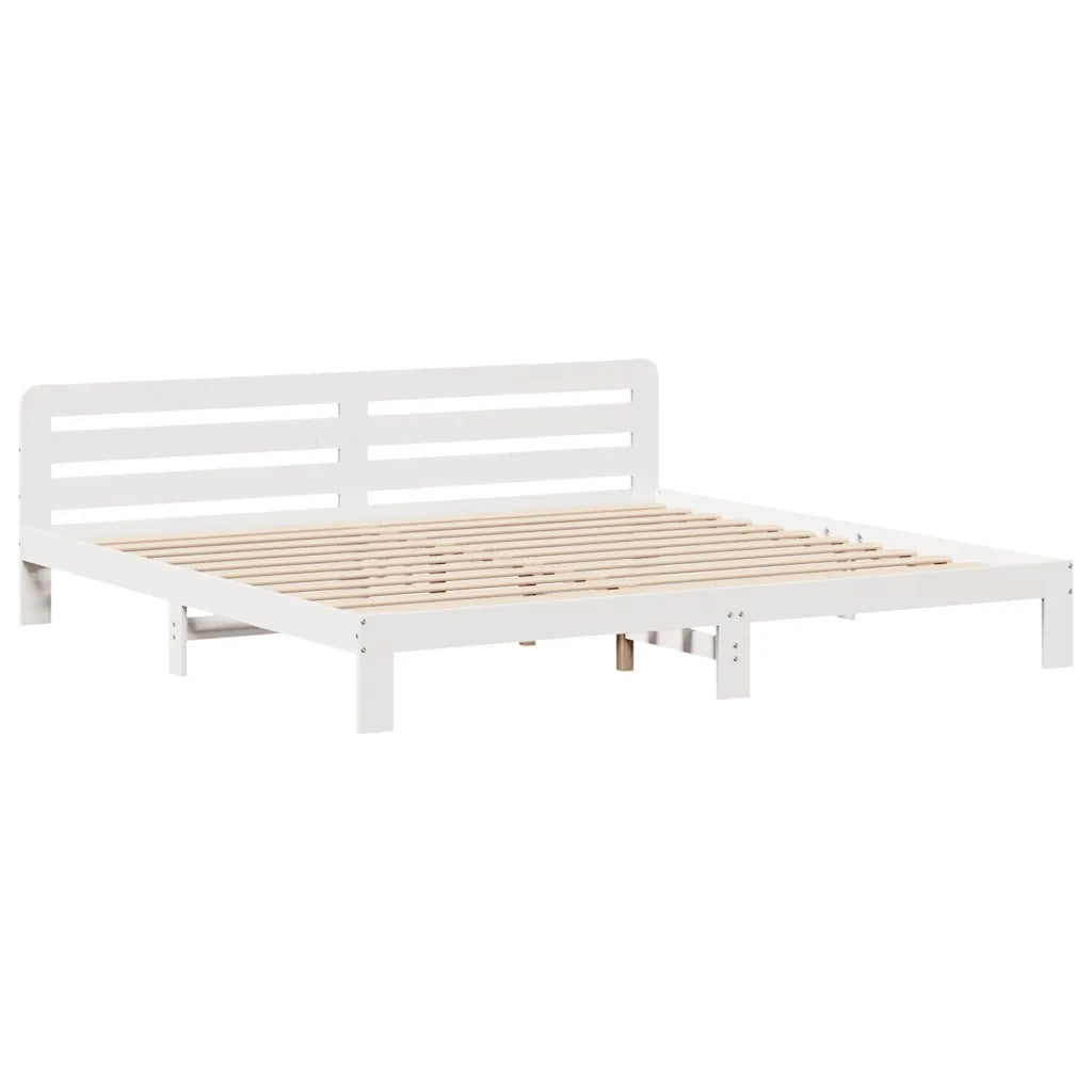 Giroletto senza Materasso-Struttura Letto Bianco 180x200 cm Legno Massello Pino 348202
