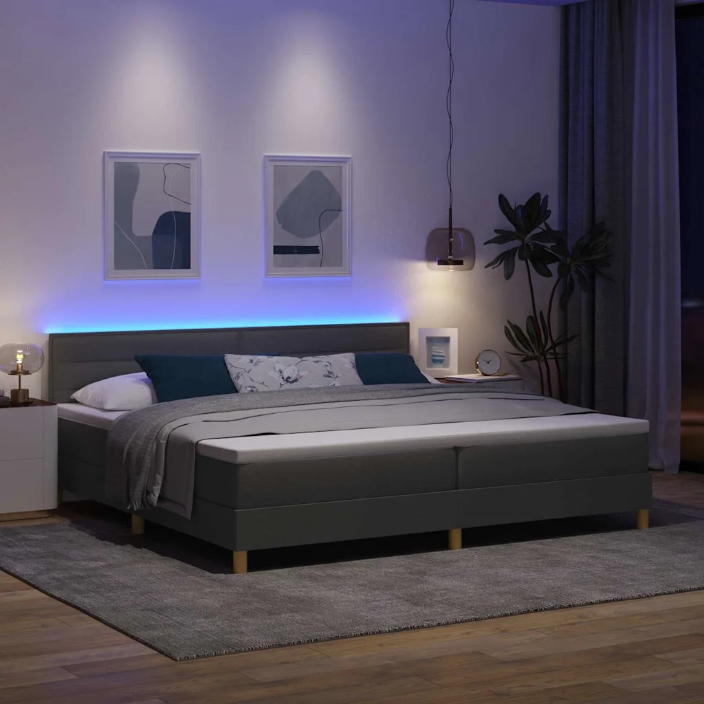 Letto a Sorgente LED Grigio scuro 200 x 200 cm Tessuto 3342388