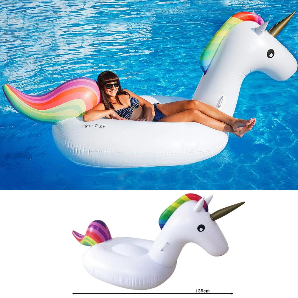 Trade Shop - Unicorno Fashion Luxury Cavalcabile Gigante 135 X 90 Cm Cavallo Arcobaleno -