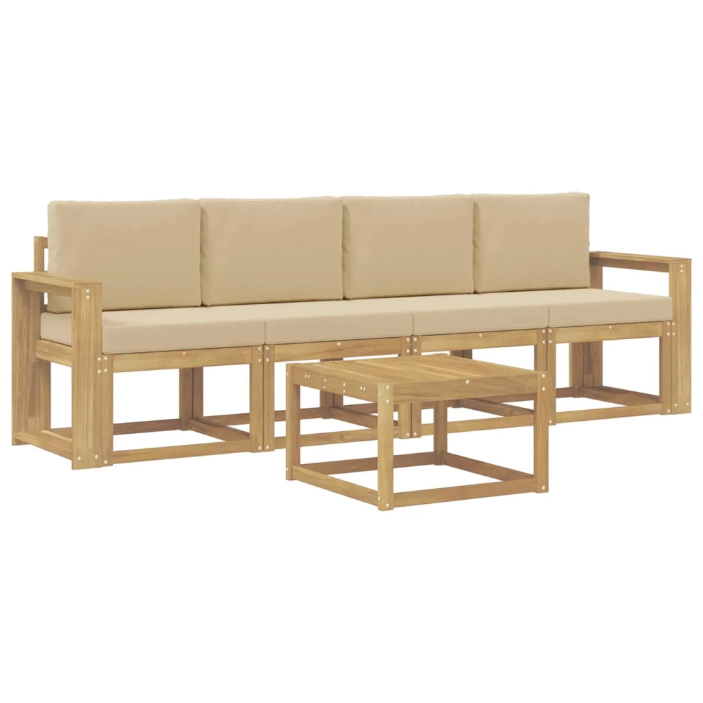 Set di divani da esterno con cuscino 5 pcs Bianco e Beige 3387217