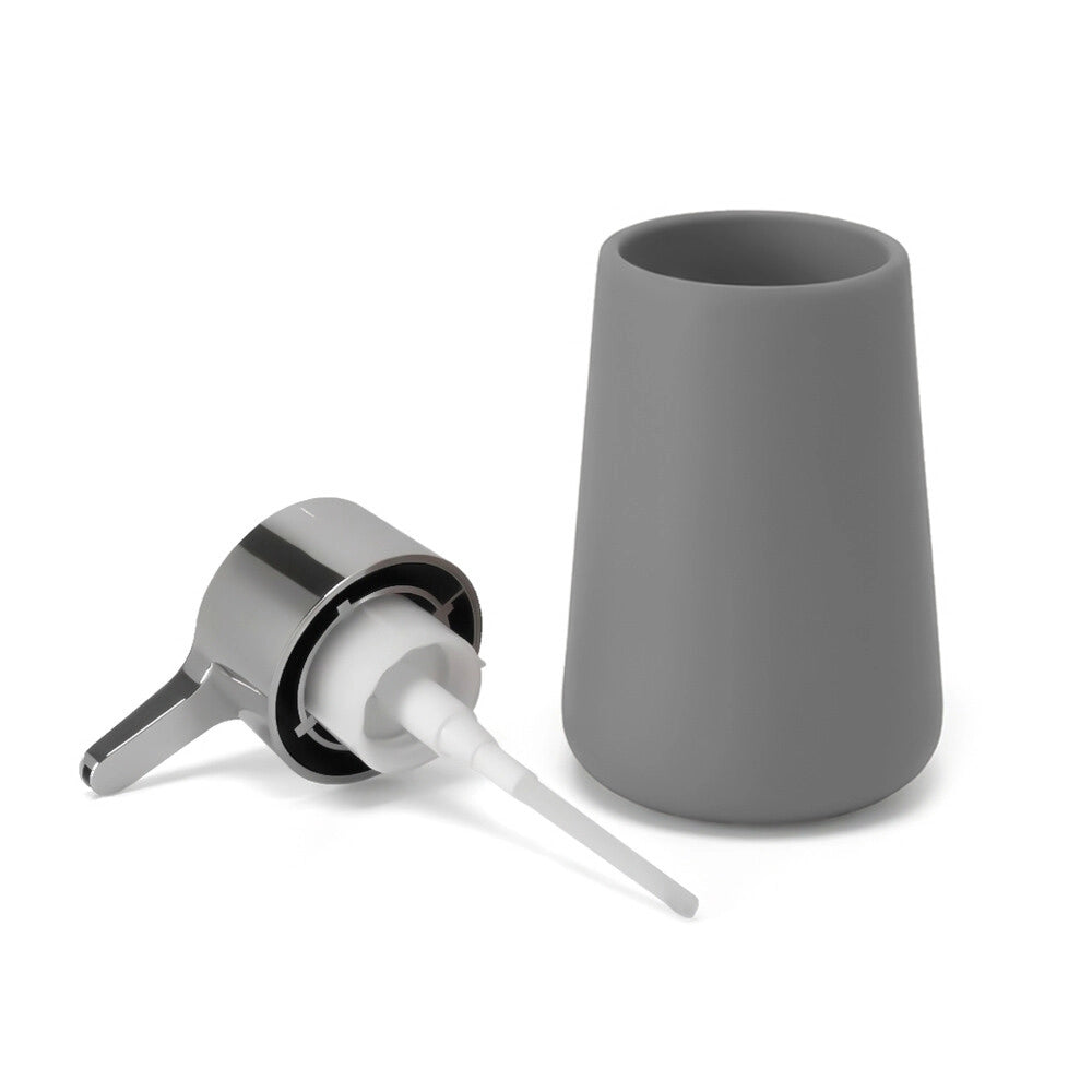Dispenser sapone grigio e cromo in ceramica antibatterica Sidney