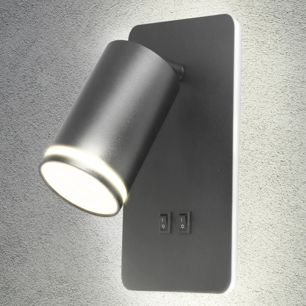 Applique LED 6W + GU10 nera con interruttore Paris Polux