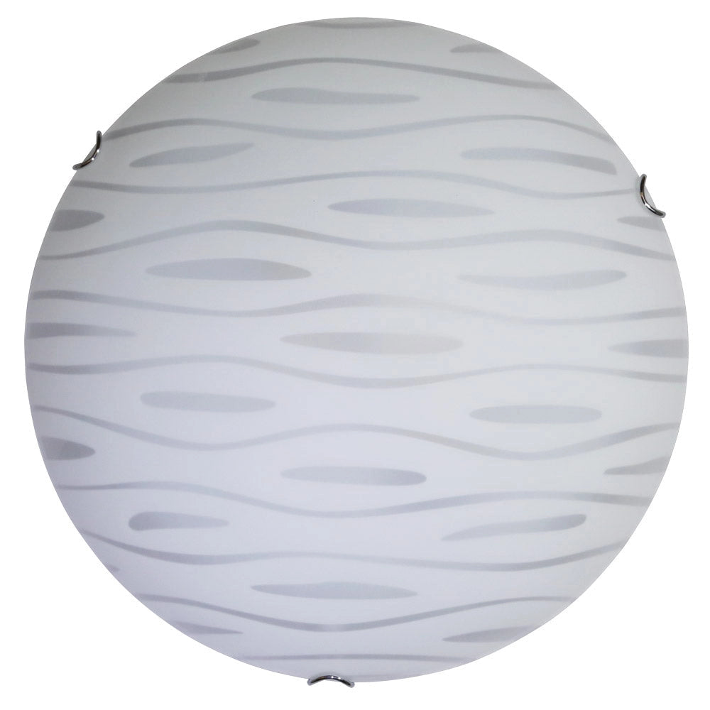 Plafoniera 2xE27 Ganci Cromo Vetro Lastra Bianco Decorato Marea E-Energy Fulvia