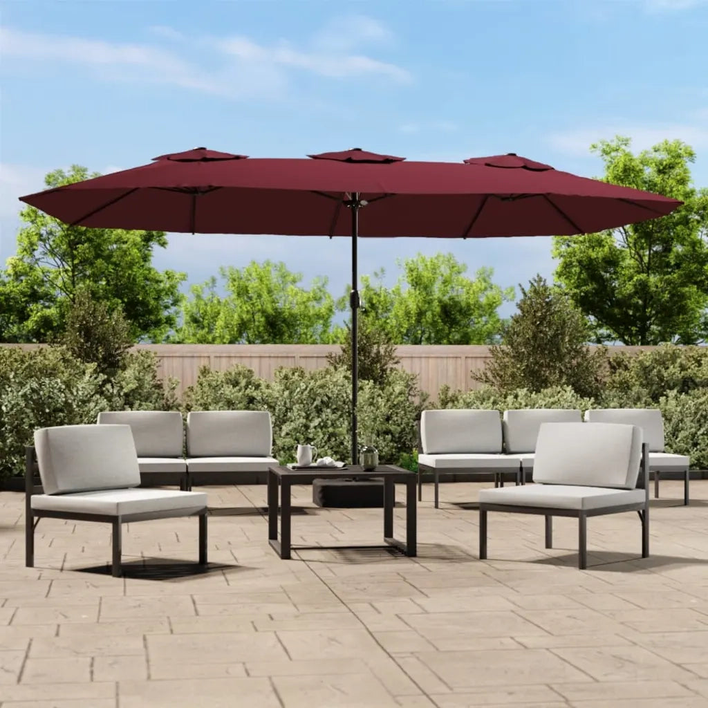 Ombrellone da Giardino-Ombrello da Balcone a Doppia Testa Rosso Bordeaux 449x265 cm