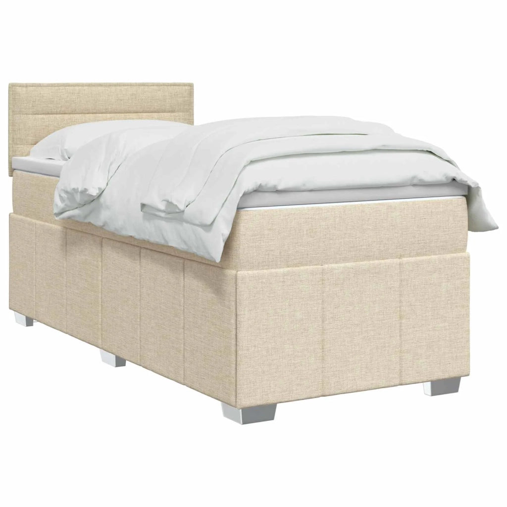 Letto box spring con materasso Crema 100 x 200 cm Tessuto 3451141