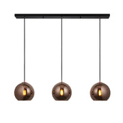 Lampada sospensione lineare rame vetro 3xE27 Endon Boli