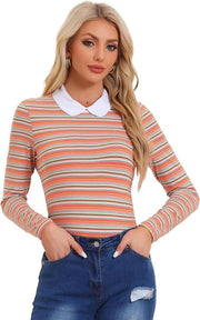 Top con camicia a strisce per donne - Comoda e alla moda - Blu/Bianco - Abbigliamento trendy