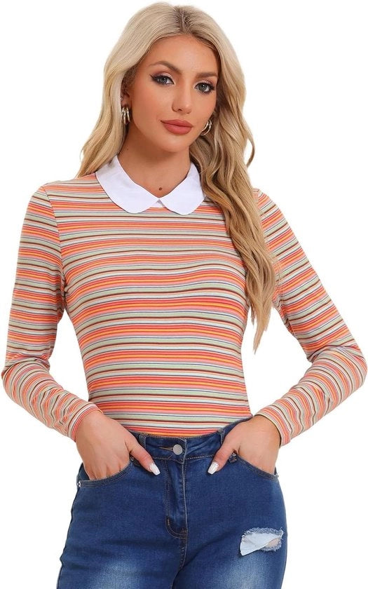 Top con camicia a strisce per donne - Comoda e alla moda - Blu/Bianco - Abbigliamento trendy
