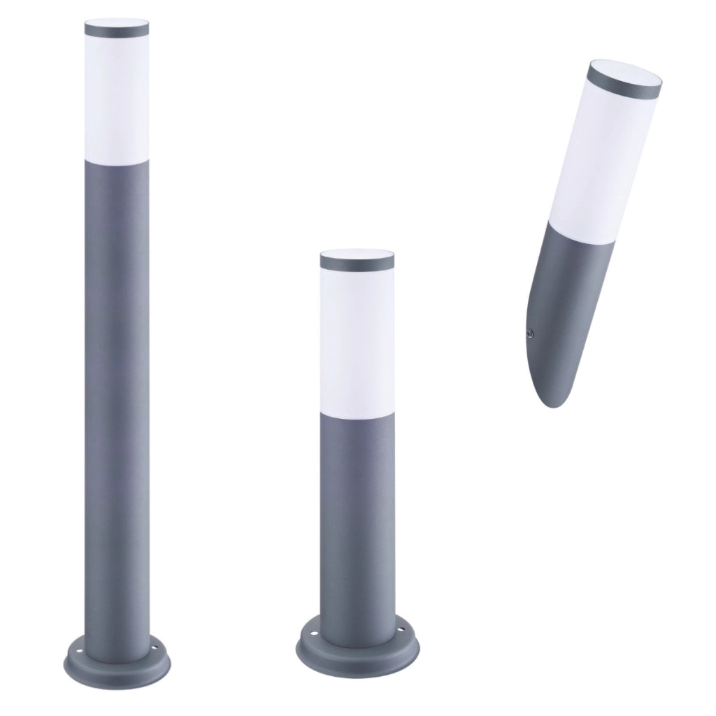 Lampione da esterno grigio 100cm E27 IP44 Oslo Polux