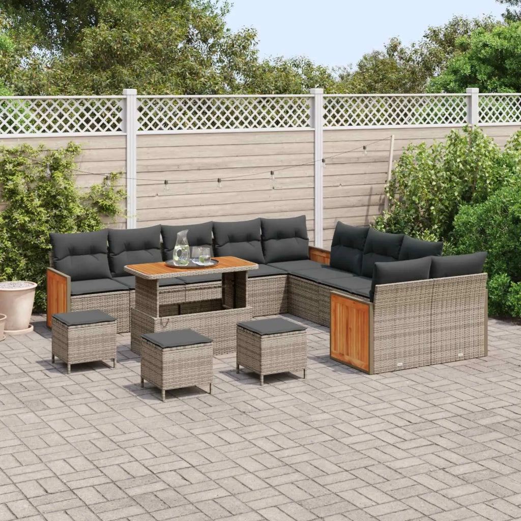 Set Divano da Giardino con cuscino 14 pcs Grigio 3363243