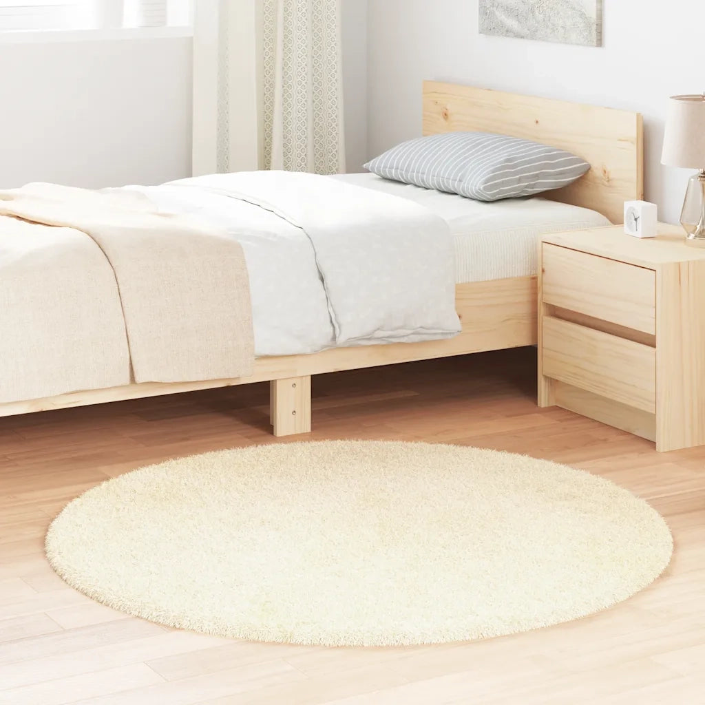 Tappeto Shaggy a Pelo Lungo NAVARRA Crema 120x120 cm poliestere 4102903