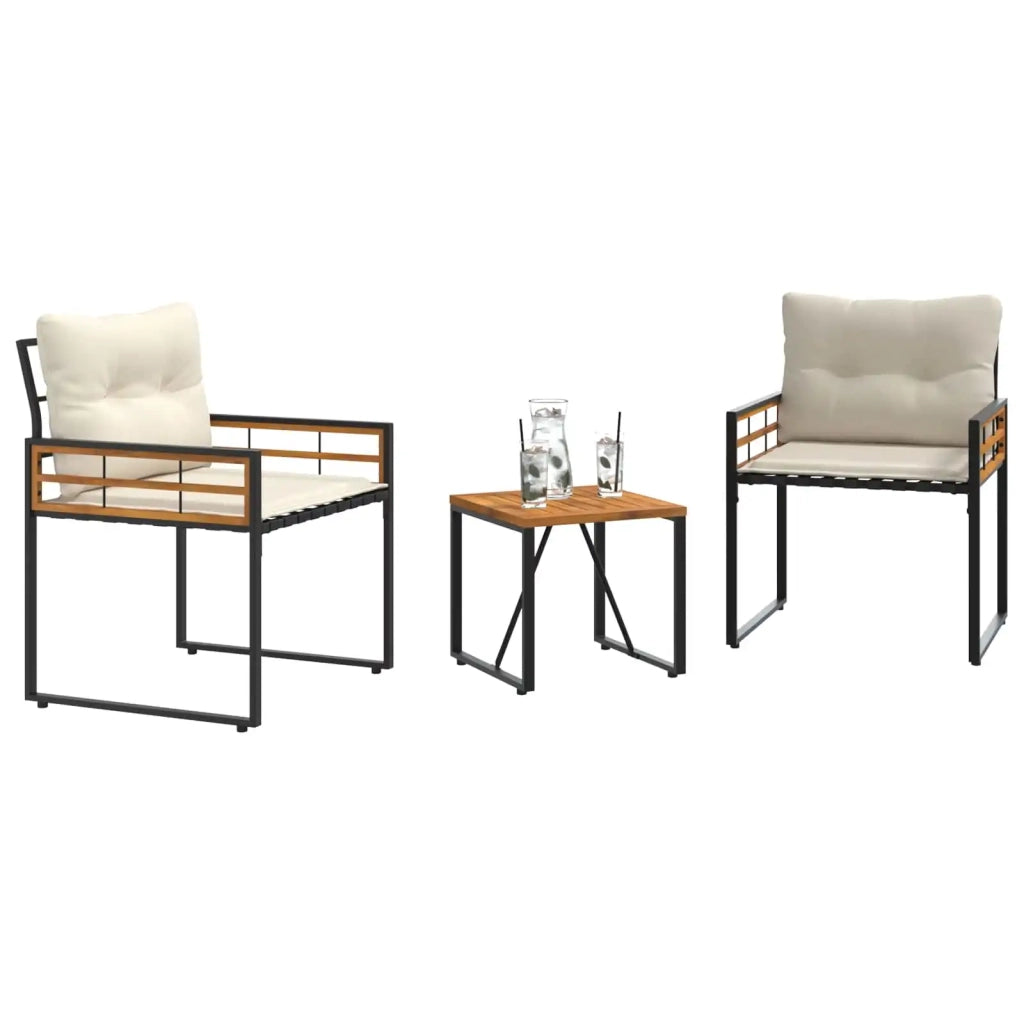 Set di Mobili da Esterno con cuscino 3 pcs Crema