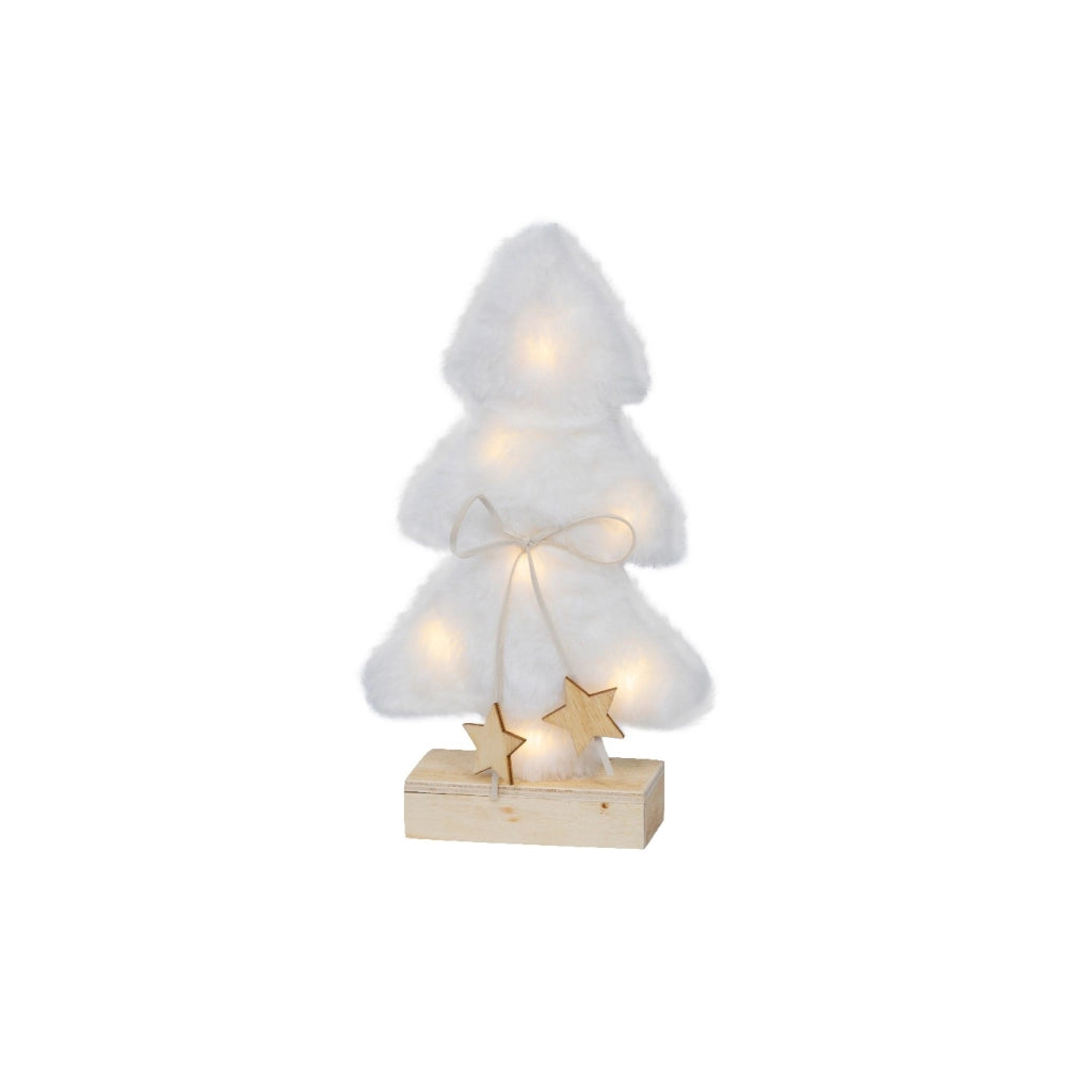 Albero Lgn effetti neve bianca c/LED 5x14x24,5cm