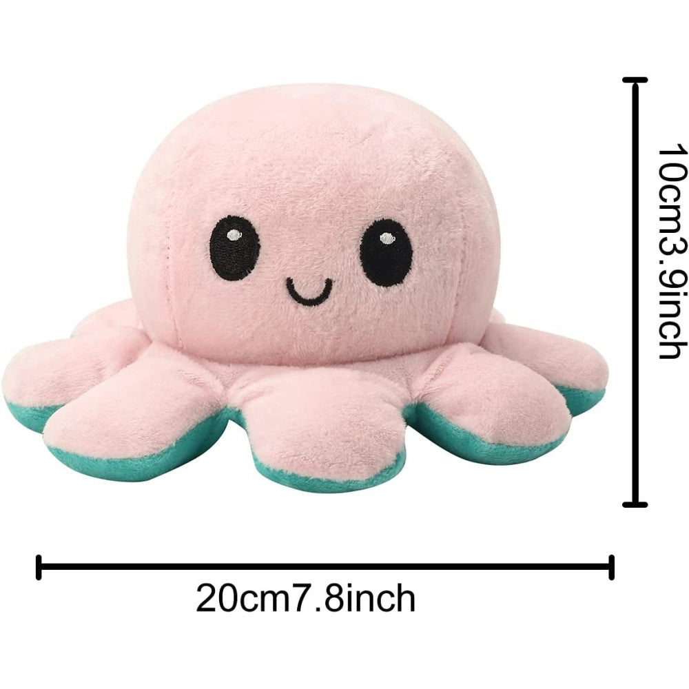 Trade Shop - Peluche Polpo Reversibile Sorridente Giocattolo Polipetto Faccia Triste Felice -