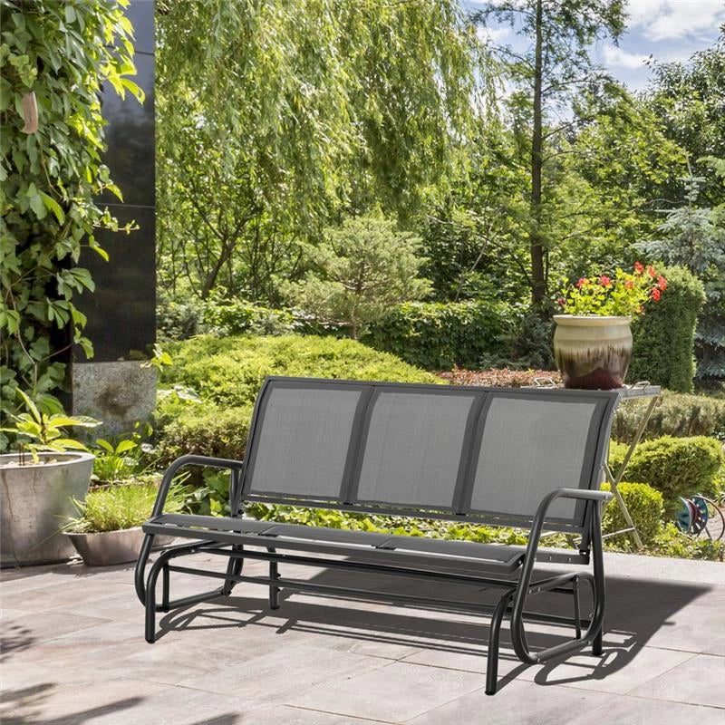 PANCHINA A DONDOLO A 3 POSTI CON TESSUTO A RETE 151 X 75 X 85CM GRIGIO