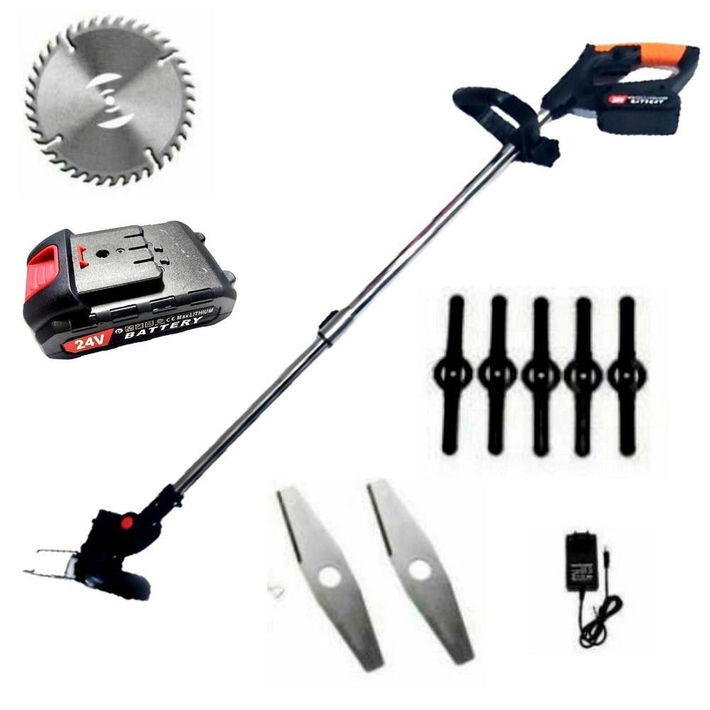Trade Shop - Decespugliatore Elettrico 2 Batteria Litio 24 V Tagliaerba Tagliabordi 8421 -