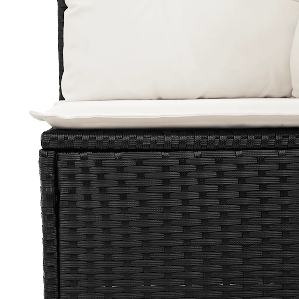Set Divani da Giardino 5 pz con Cuscini Nero Polyrattan Acacia 3327542