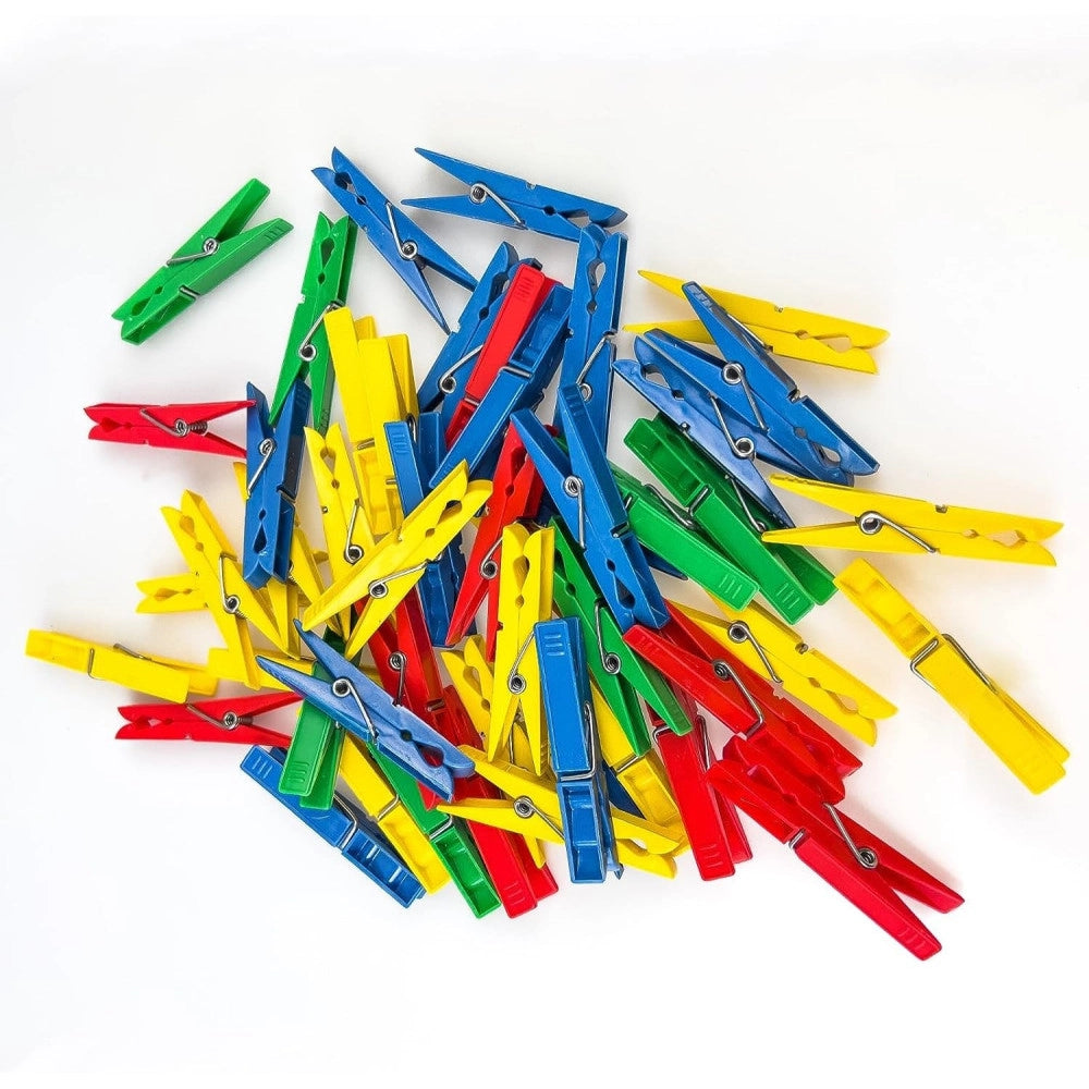 Trade Shop - 30 Pezzi Pinze Mollette Stendere Panni Bucato Colorate Extra Forti In Plastica -