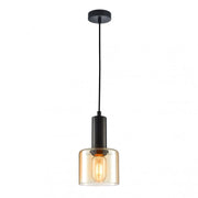 Lampada sospesa Italux Santia nera vetro ambra E27