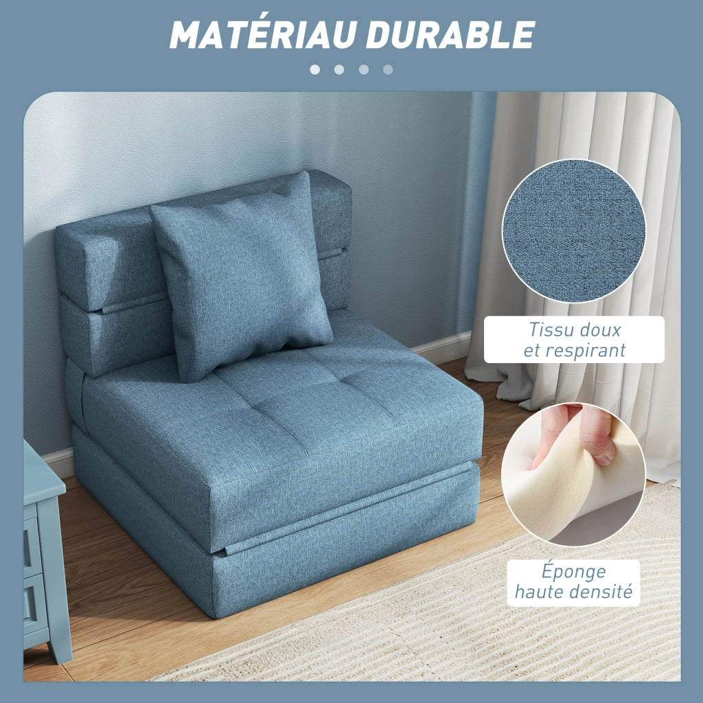 Poltrona letto ¨C zephmum ¨C tessuto blu scuro con cuscino