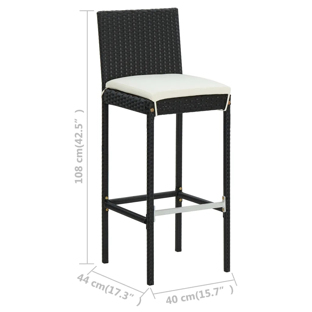Set Bar da Giardino 3 pz con Cuscini Nero 3064881