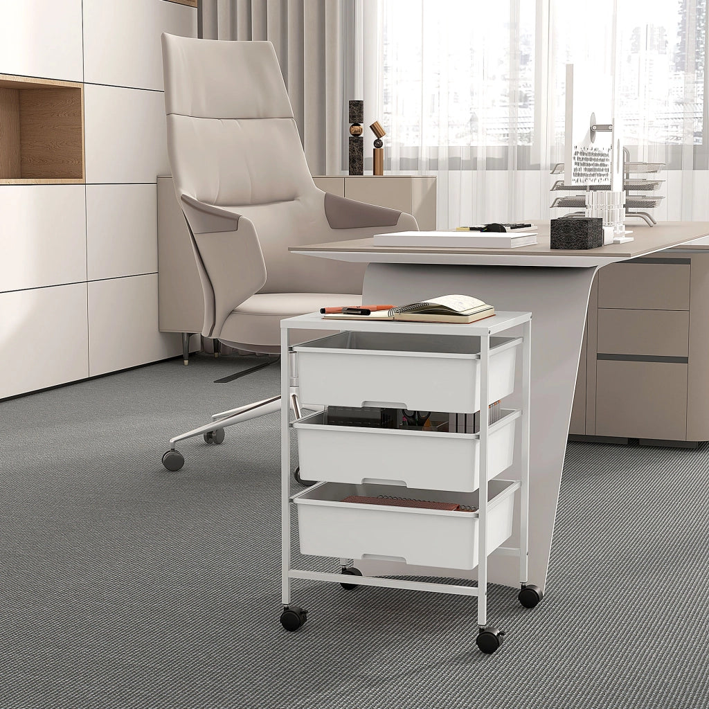 Carrello di servizio con 3 ripiani e cesti ¨C zephmum ¨C acciaio