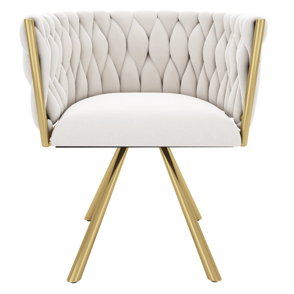 SEDIA Girevole Set da 2 pezzi in Velluto Beige e Oro