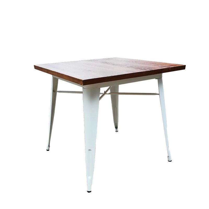 Tavolo Industrial Bianco con Top Legno
