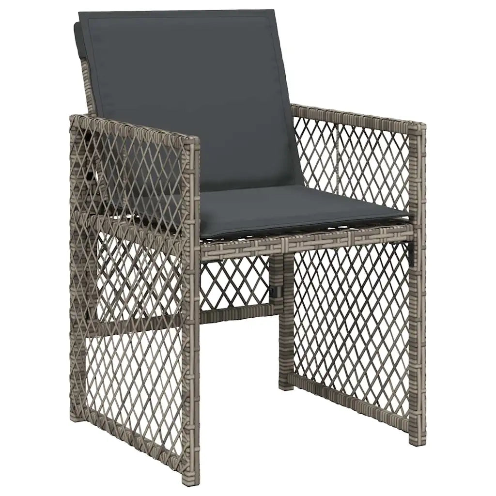 Set da Pranzo per Giardino 5 pcs Grigio polyrattan