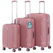 Set 3 Valigie in ABS Rigide Rosa 90-59-38L Ruote Easy Roll e Manico Telescopico
