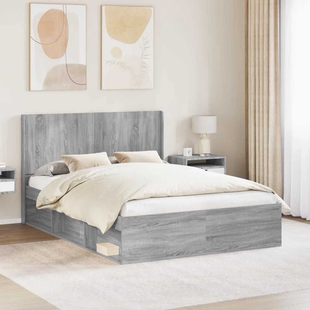 Letto da camera | Struttura del letto con stoccaggio e testata 3 pcs