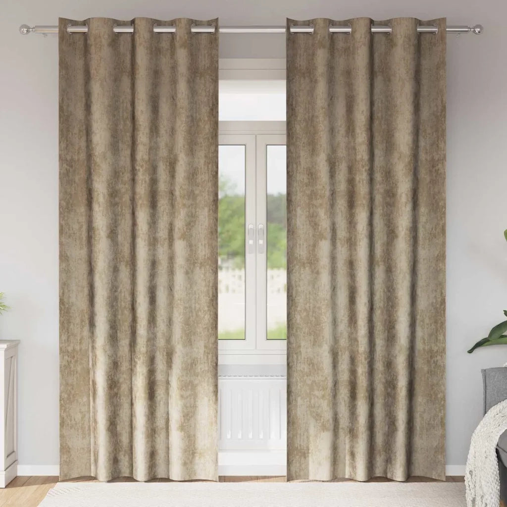Tende in Velluto 2 pz Champagne 225 x 140 cm Velluto 4107675