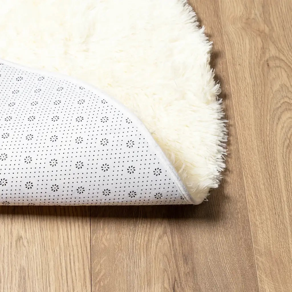 Tappeto Shaggy a Pelo Lungo NAVARRA Crema 120x120 cm poliestere 4102903