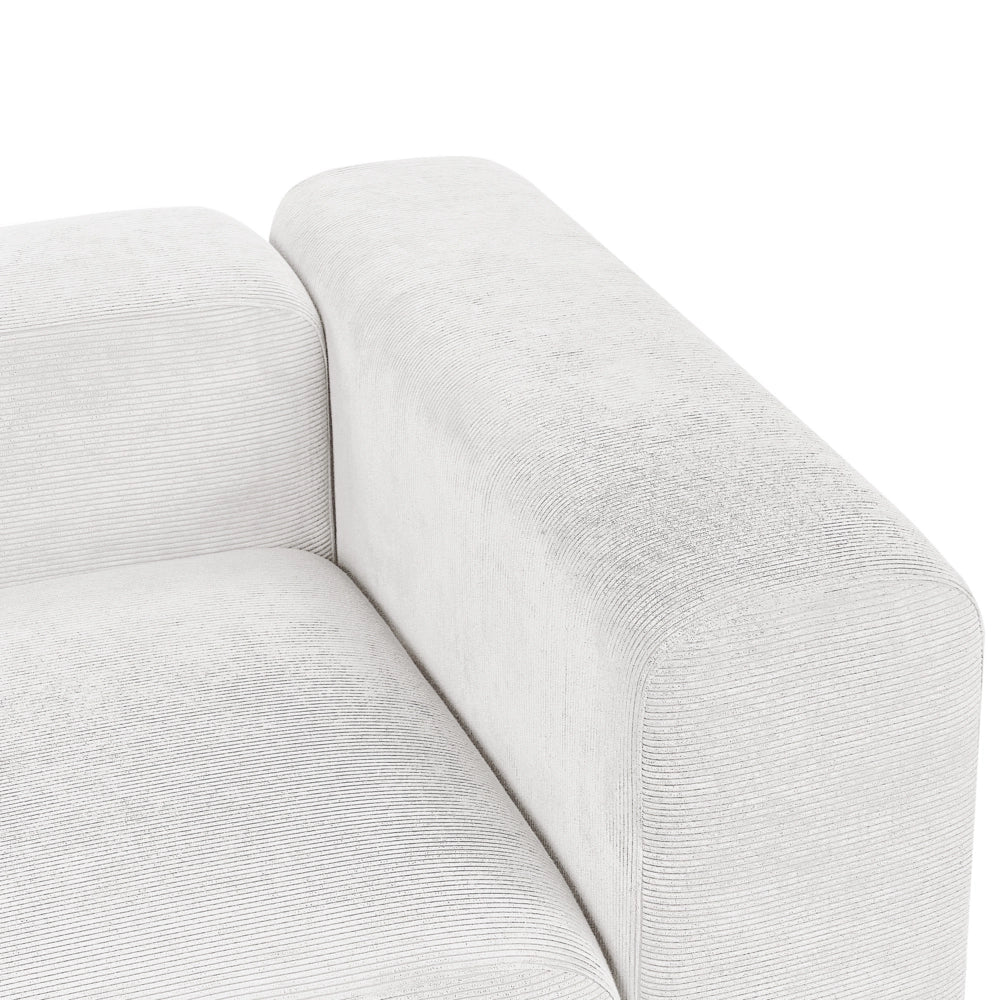 Divano componibile a 2 posti rivestito con velluto bianco stile moderno