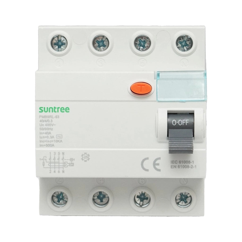Interruttore differenziale 4P 40A 30mA 6kA, tipo AC Suntree