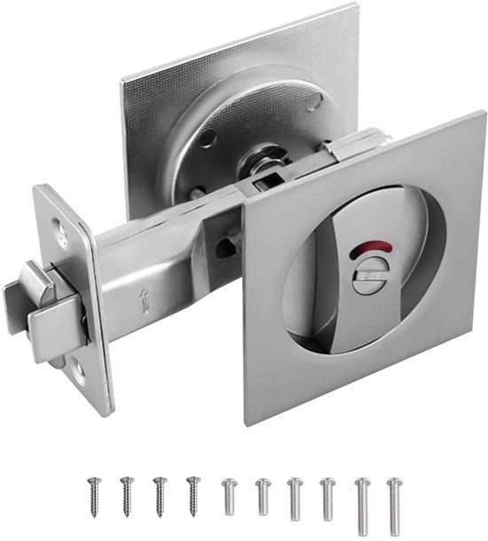 Serratura a scorrimento con indicatori di colore - Invisibile Serratura per Porta - Maniglia Piana - Per Porte Interne/Esterne - Progetto Moderno - Funzione di Sicurezza