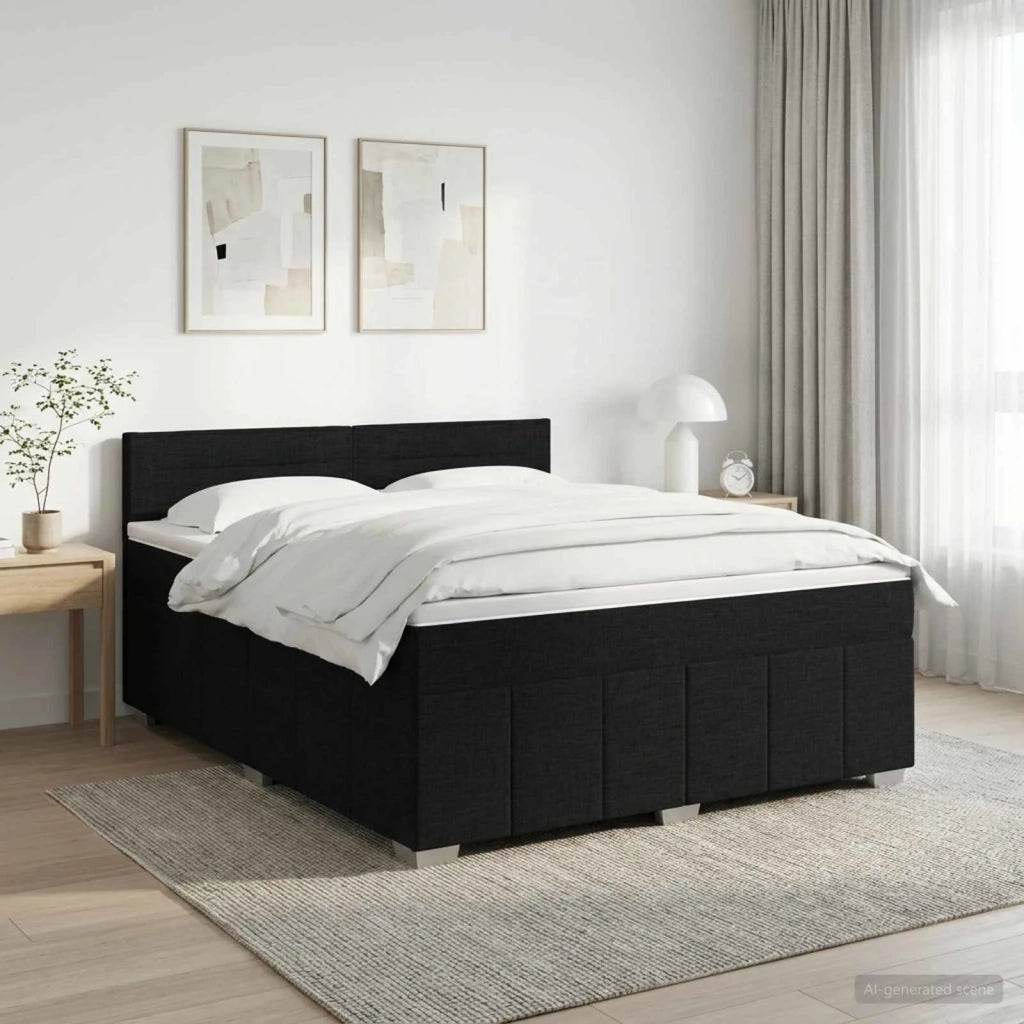 Letto box spring con materasso Nero 160 x 200 cm Tessuto 3451243